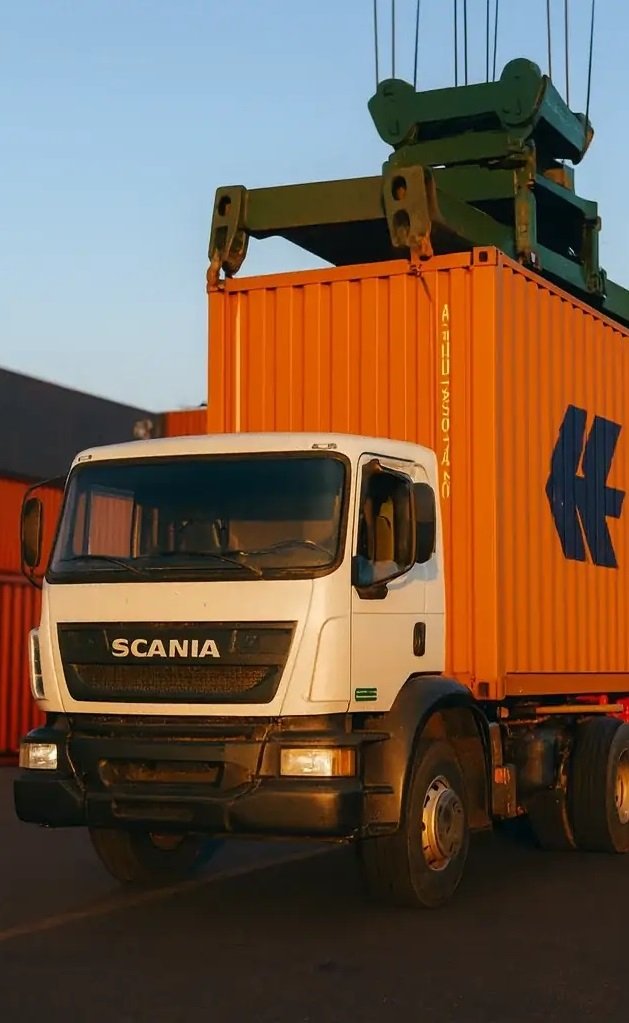 Camión transportando contenedores